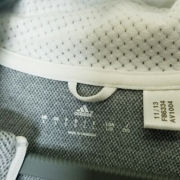 Adidas Men's L Gray & White Full Zip Jacket With Gold Logo‎ Stretchy Lightweight - Picture 3 of 14